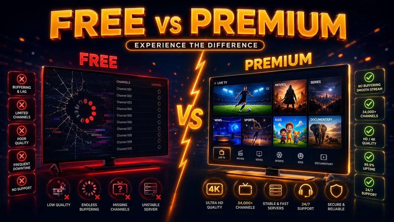 Free M3U link vs premium DStv M3U playlist comparison