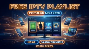 Free popular IPTV playlist South Africa with 34,000+ channels in HD and 4K