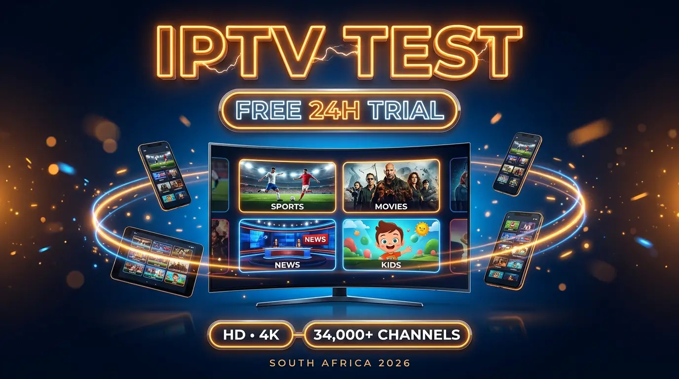 IPTV test South Africa — free 24 hour trial with 34,000+ channels in HD and 4K